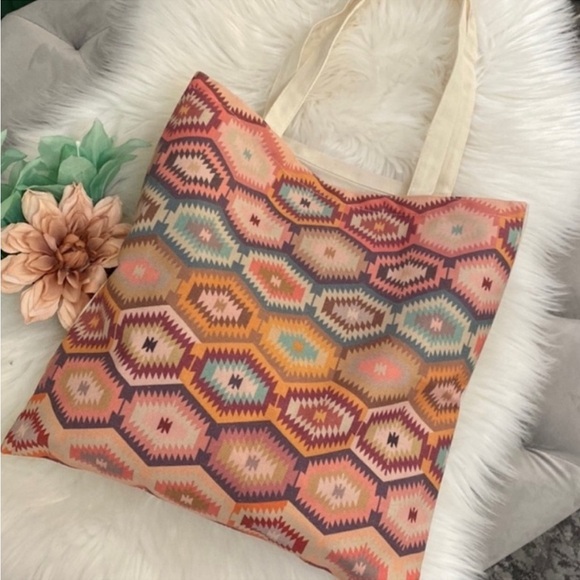 Handbags - Aztec Print Multi Colors Tote Shoulder Bag Overnight Bag Sz XL NEW!